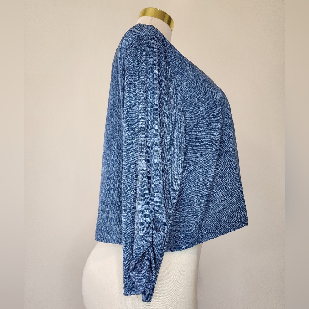Preceptions Womans 3X Denim Blue Color Cropped Cardigan - Picture 6 of 10
